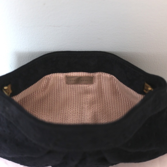 Lauren Merkin Navy embossed suede clutch - Picture 4 of 5